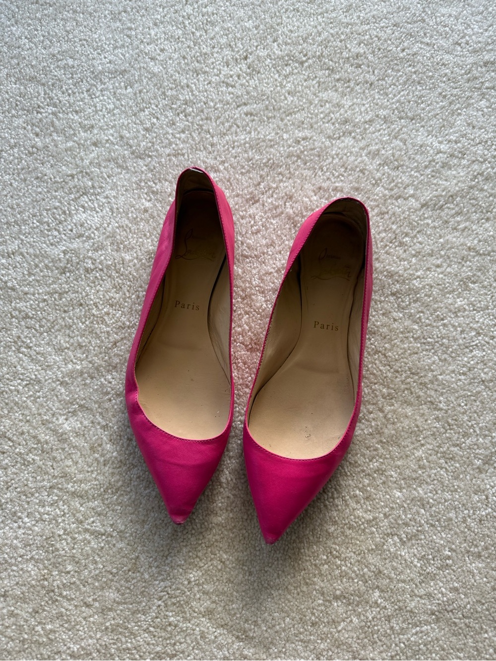 Christian Louboutin Hot Pink Pointed-Toe Flats